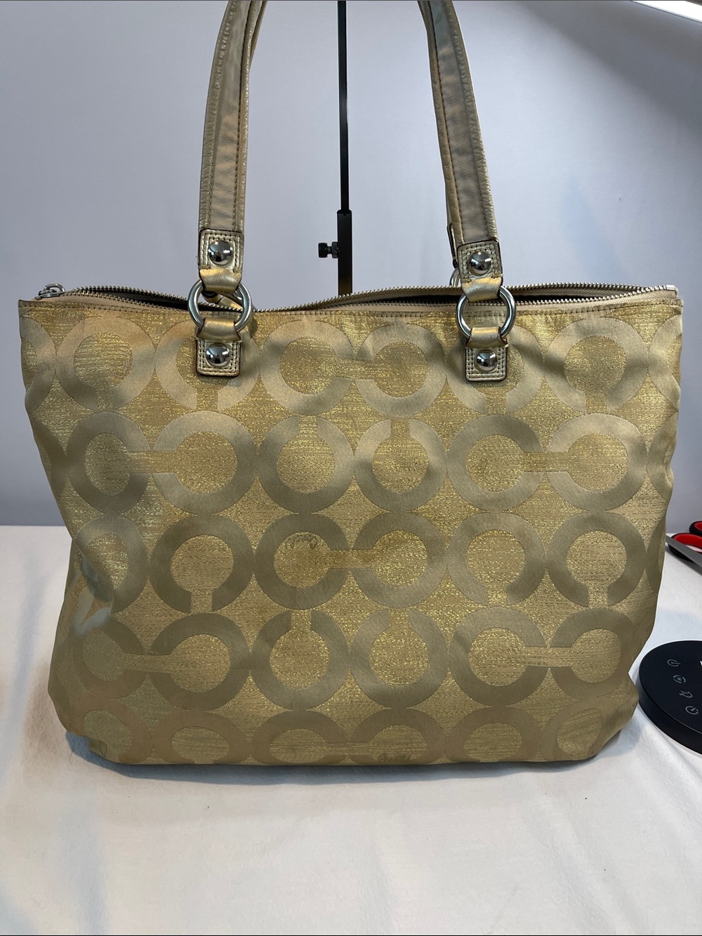 Coach Poppy Glam Gold Metallic Signature Lurex Tote Bag F1026-15865 - Picture 4 of 12